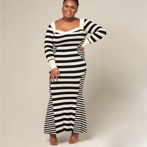 Striped Black and White Maxi Dress